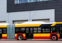 Warsaw’s first electric articulated bus by Solaris