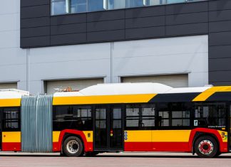 Warsaw’s first electric articulated bus by Solaris